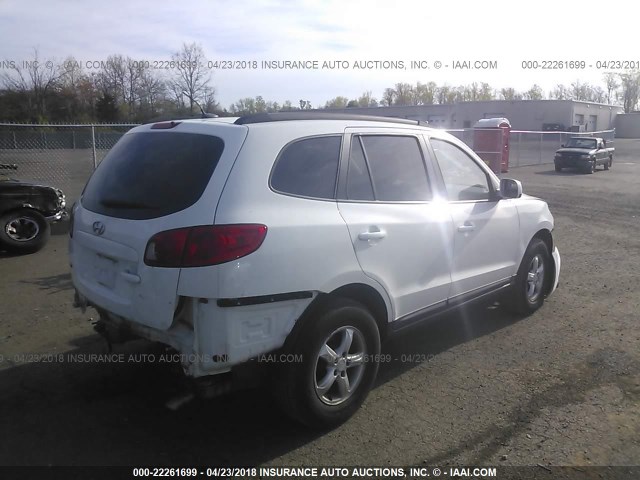 5NMSG13D18H209591 - 2008 HYUNDAI SANTA FE GLS WHITE photo 4