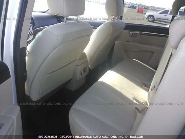 5NMSG13D18H209591 - 2008 HYUNDAI SANTA FE GLS WHITE photo 8