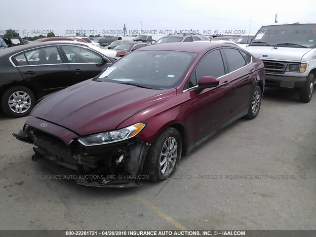 3FA6P0G73GR192846 - 2016 FORD FUSION S RED photo 2