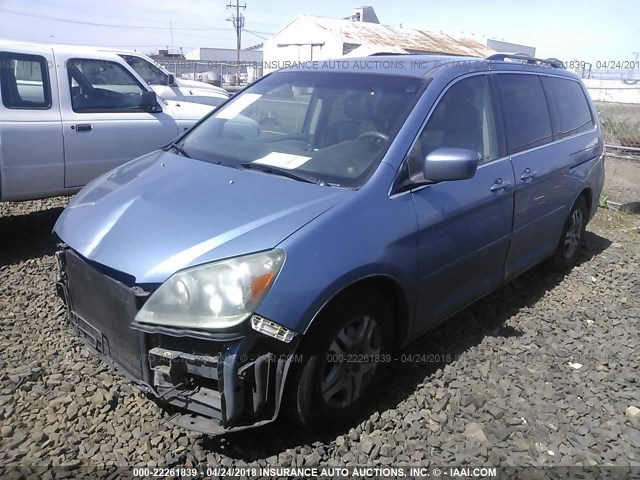 5FNRL38715B121341 - 2005 HONDA ODYSSEY EXL BLUE photo 2