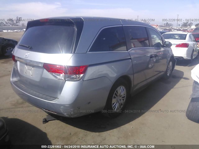 5FNRL5H26GB052195 - 2016 HONDA ODYSSEY LX GRAY photo 4