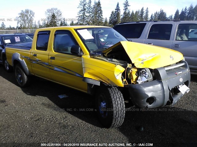 1N6ED29XX2C378492 - 2002 NISSAN FRONTIER CREW CAB XE/CREW CAB SE YELLOW photo 1