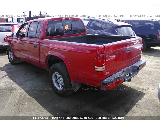 1B7GG2AN7YS598765 - 2000 DODGE DAKOTA QUAD RED photo 3