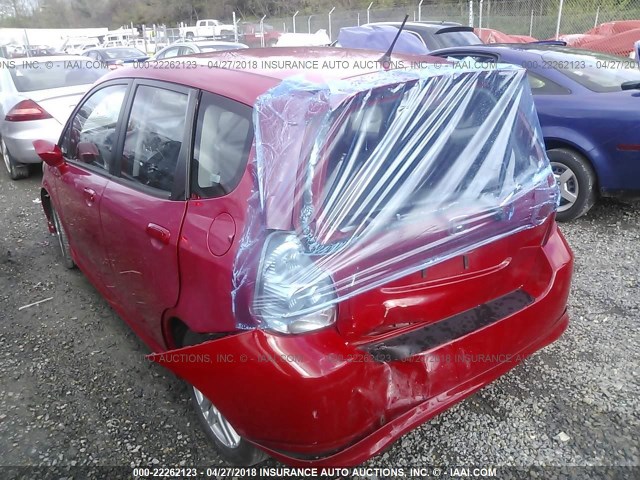 JHMGD38627S018820 - 2007 HONDA FIT S RED photo 6