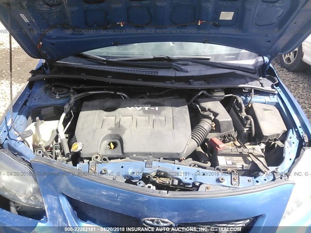 1NXBU40E59Z097326 - 2009 TOYOTA COROLLA S/LE/XLE BLUE photo 10