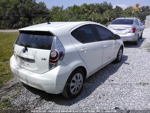 JTDKDTB34C1516253 - 2012 TOYOTA PRIUS C WHITE photo 4