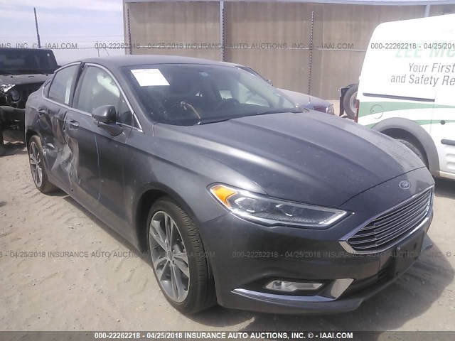 3FA6P0K91HR157720 - 2017 FORD FUSION TITANIUM GRAY photo 1