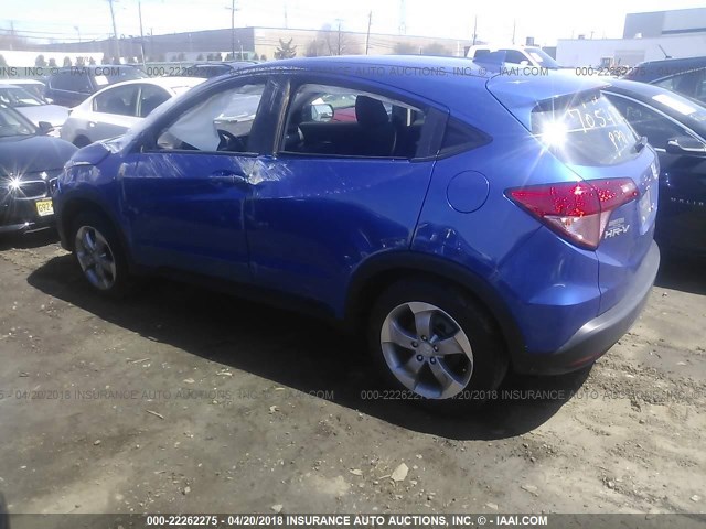 3CZRU6H39JM705482 - 2018 HONDA HR-V LX BLUE photo 3