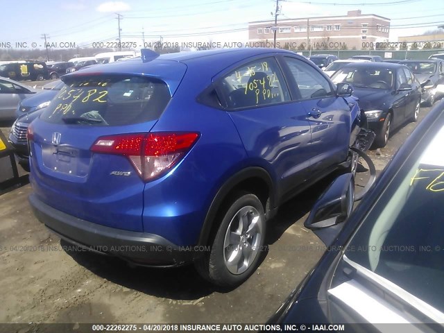 3CZRU6H39JM705482 - 2018 HONDA HR-V LX BLUE photo 4