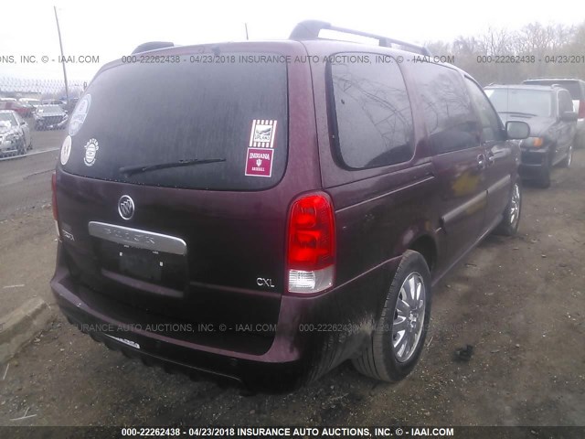 5GADV33167D175446 - 2007 BUICK TERRAZA CXL MAROON photo 4