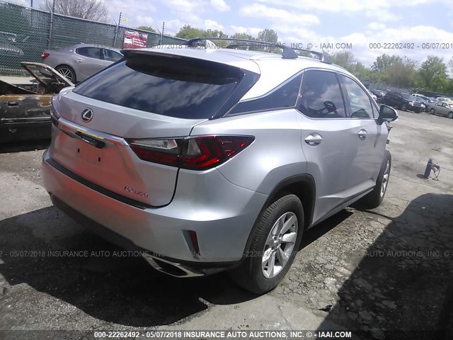 2T2BZMCA9GC010614 - 2016 LEXUS RX 350/BASE/F SPORT SILVER photo 4