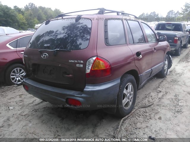 KM8SC13E84U584848 - 2004 HYUNDAI SANTA FE GLS/LX BURGUNDY photo 4