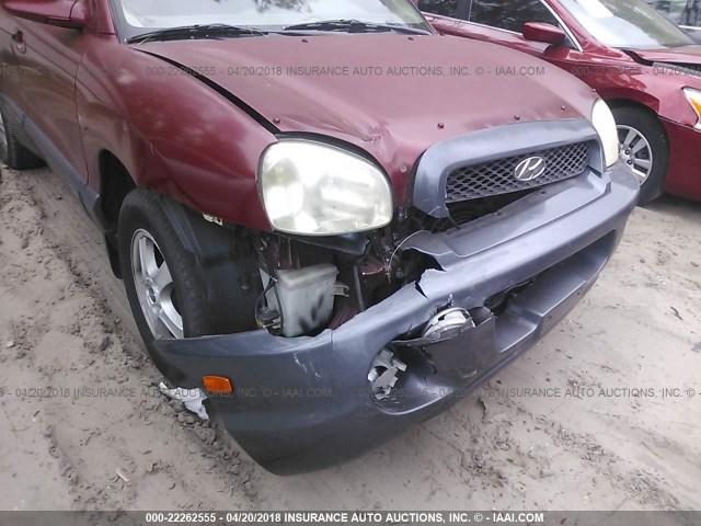 KM8SC13E84U584848 - 2004 HYUNDAI SANTA FE GLS/LX BURGUNDY photo 6