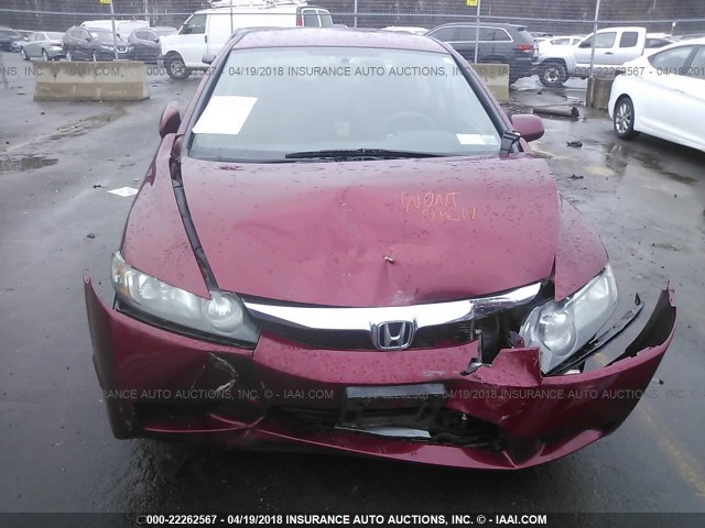 2HGFA1F66BH514458 - 2011 HONDA CIVIC LX-S RED photo 6