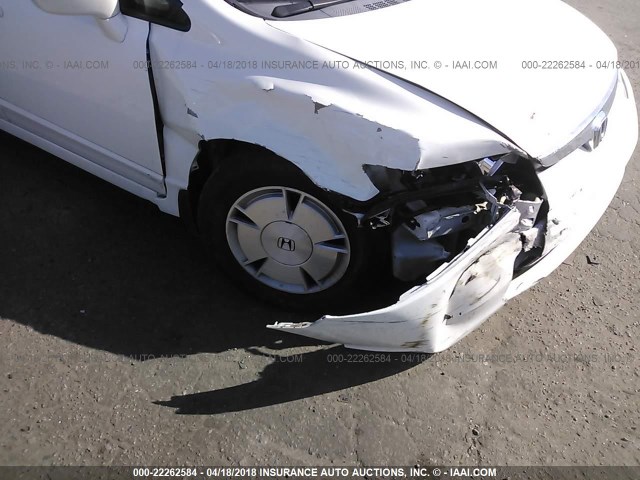 JHMFA36217S027271 - 2007 HONDA CIVIC HYBRID WHITE photo 6