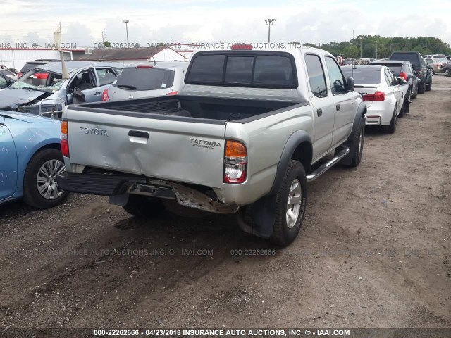 5TEGN92N52Z043913 - 2002 TOYOTA TACOMA DOUBLE CAB PRERUNNER SILVER photo 4