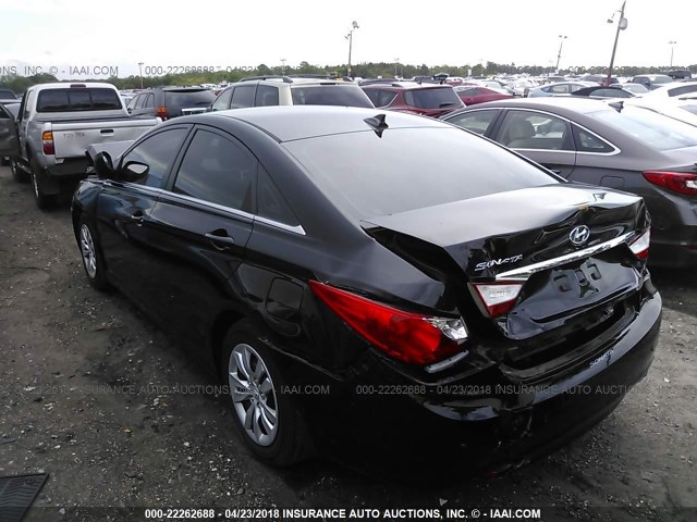 5NPEB4AC4DH513969 - 2013 HYUNDAI SONATA GLS BLACK photo 3