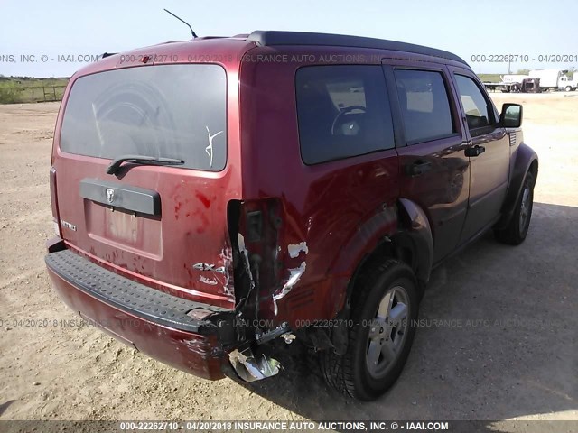 1D8GU28K37W663673 - 2007 DODGE NITRO SXT BURGUNDY photo 4