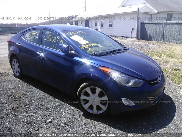 KMHDH4AE0DU712675 - 2013 HYUNDAI ELANTRA GLS/LIMITED BLUE photo 1