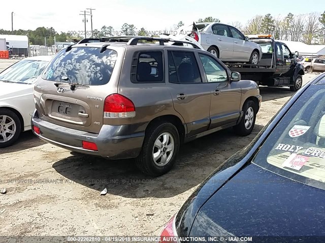 KM8SC73D35U010413 - 2005 HYUNDAI SANTA FE GLS/LX BROWN photo 4