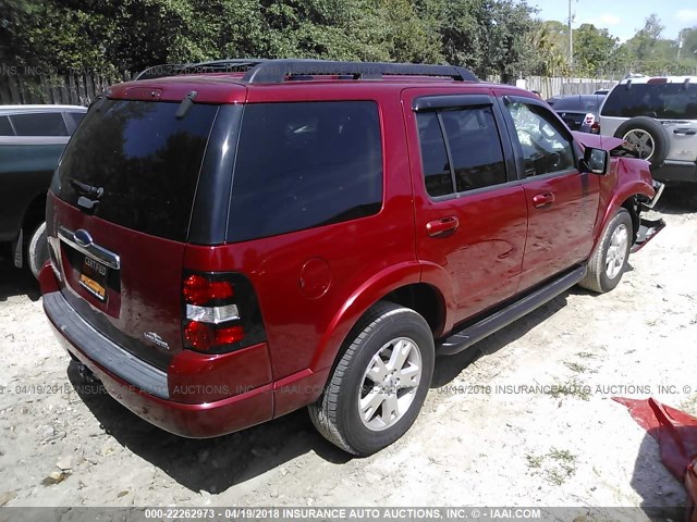 1FMEU6DE0AUA06647 - 2010 FORD EXPLORER XLT RED photo 4