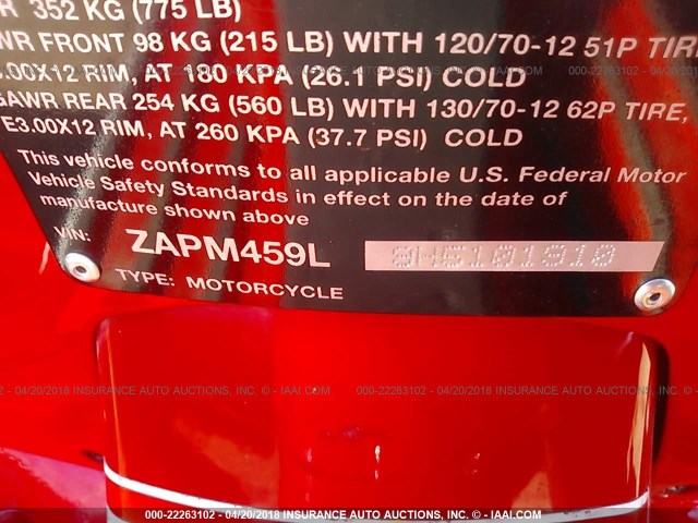ZAPM459L9HS101910 - 2017 VESPA GTS 300 SUPER RED photo 10