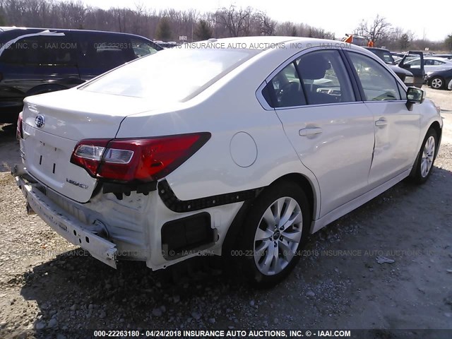 4S3BNBC65F3033525 - 2015 SUBARU LEGACY 2.5I PREMIUM WHITE photo 4