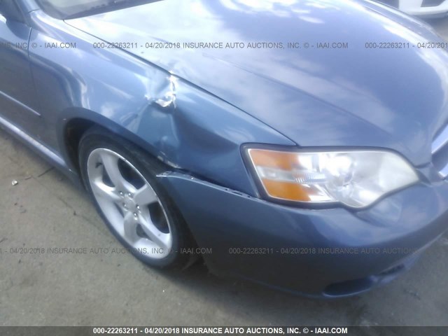 4S3BL626067213311 - 2006 SUBARU LEGACY 2.5I LIMITED BLUE photo 6