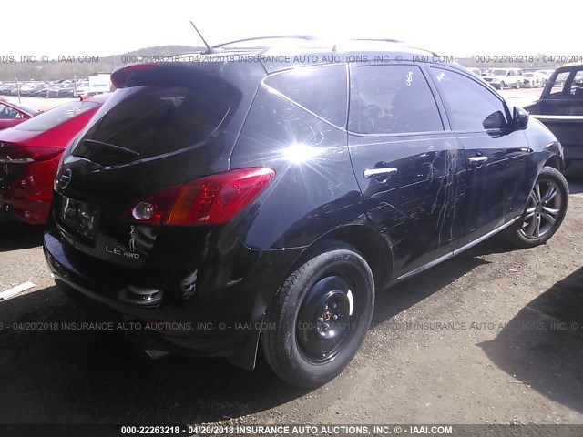 JN8AZ18W39W142379 - 2009 NISSAN MURANO S/SL/LE BLACK photo 4