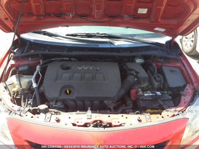 2T1BU40E49C008718 - 2009 TOYOTA COROLLA S/LE/XLE RED photo 10