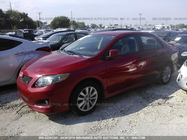 2T1BU40E49C008718 - 2009 TOYOTA COROLLA S/LE/XLE RED photo 2