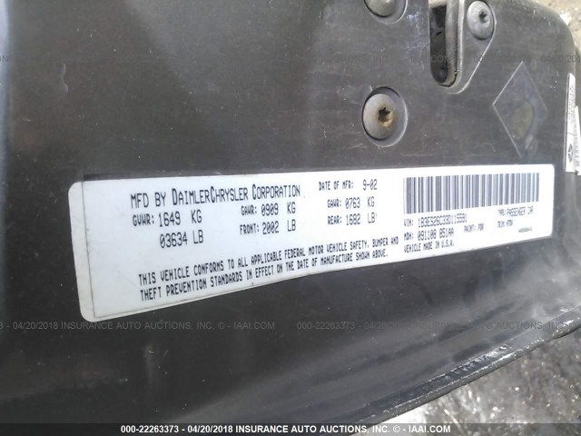 1B3ES26C33D115591 - 2003 DODGE NEON SE GRAY photo 9