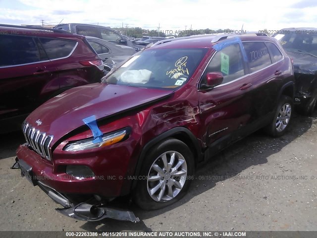 1C4PJMDS8EW250721 - 2014 JEEP CHEROKEE LIMITED RED photo 2