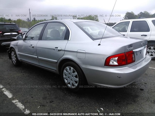 KNAGD126755378933 - 2005 KIA OPTIMA LX/EX SILVER photo 3