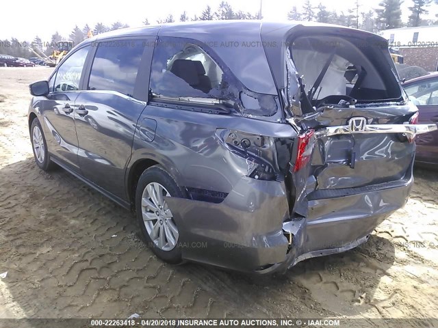 5FNRL6H27JB068970 - 2018 HONDA ODYSSEY LX GRAY photo 3