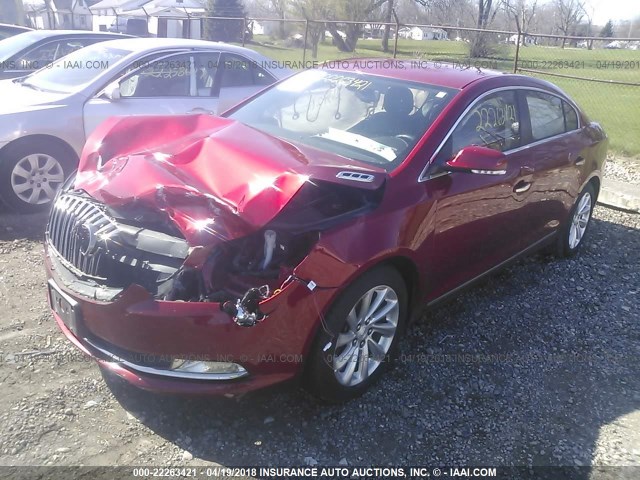 1G4GB5G31EF126471 - 2014 BUICK LACROSSE RED photo 2