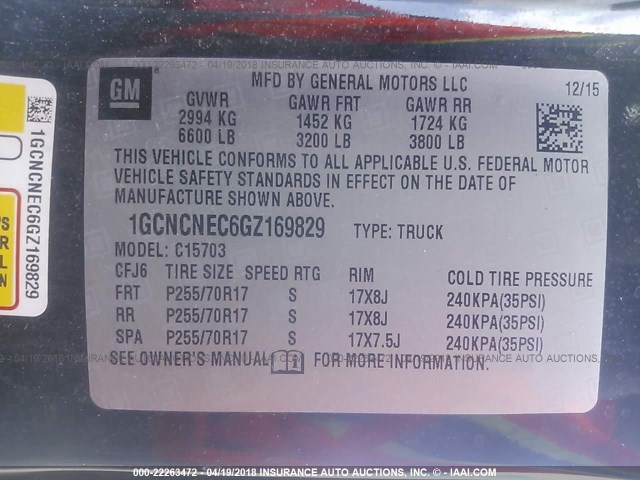 1GCNCNEC6GZ169829 - 2016 CHEVROLET SILVERADO C1500/C1500  LS BLACK photo 9