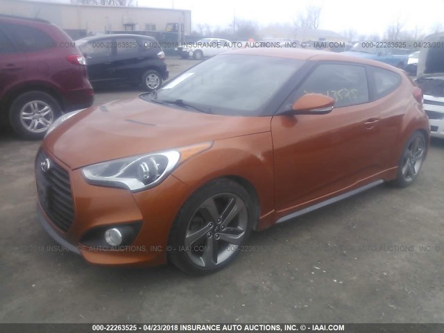 KMHTC6AE9EU185808 - 2014 HYUNDAI VELOSTER TURBO ORANGE photo 2