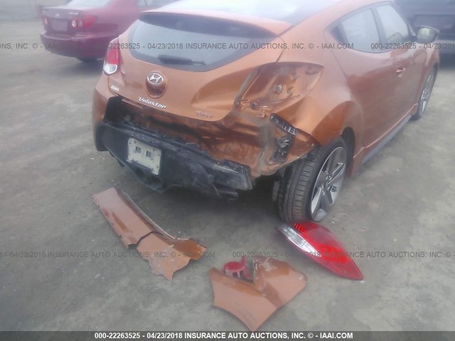 KMHTC6AE9EU185808 - 2014 HYUNDAI VELOSTER TURBO ORANGE photo 6