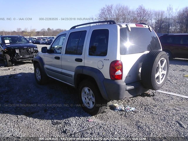 1J4GL48K32W222836 - 2002 JEEP LIBERTY SPORT SILVER photo 3