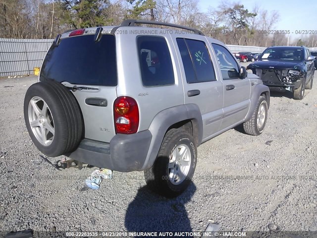 1J4GL48K32W222836 - 2002 JEEP LIBERTY SPORT SILVER photo 4