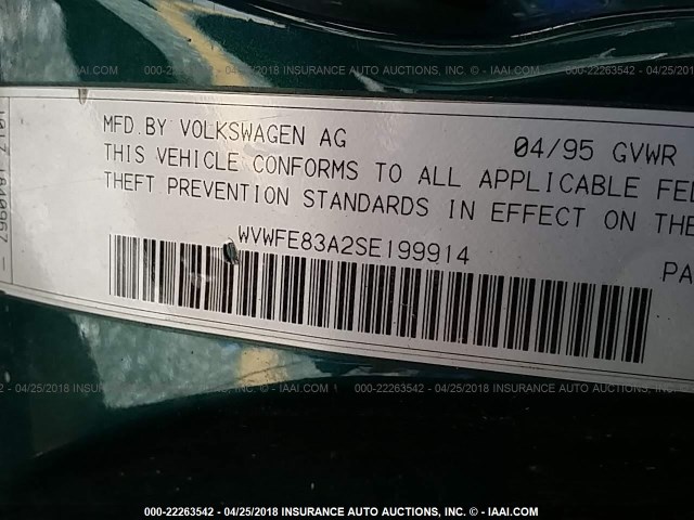 WVWFE83A2SE199914 - 1995 VOLKSWAGEN PASSAT GLX 绿色 照片 9