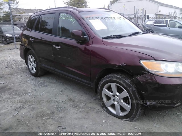 5NMSH73EX8H141526 - 2008 HYUNDAI SANTA FE SE/LIMITED MAROON photo 6