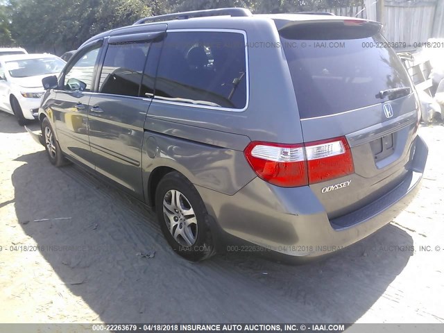 5FNRL38727B414989 - 2007 HONDA ODYSSEY EXL GRAY photo 3