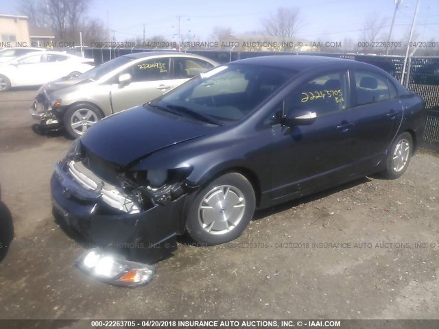 JHMFA36269S012834 - 2009 HONDA CIVIC HYBRID BLUE photo 2