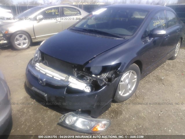 JHMFA36269S012834 - 2009 HONDA CIVIC HYBRID BLUE photo 6