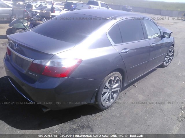 1HGCR2F56EA134628 - 2014 HONDA ACCORD SPORT GRAY photo 4