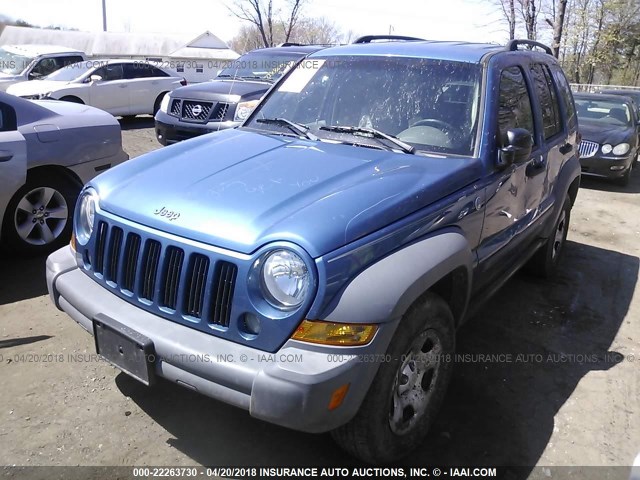 1J4GL48K05W595630 - 2005 JEEP LIBERTY SPORT 蓝色 照片 2