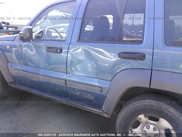 1J4GL48K05W595630 - 2005 JEEP LIBERTY SPORT BLUE photo 6