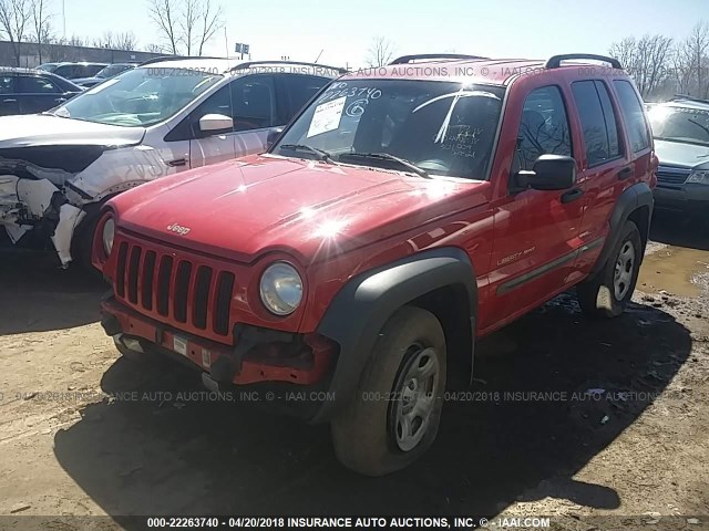 1J4GL48K22W301009 - 2002 JEEP LIBERTY SPORT RED photo 2